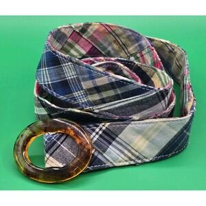 Thomas Bates USA Cloth Belt Multicolor Plastic Buckle XL 53" Non-Show Stained